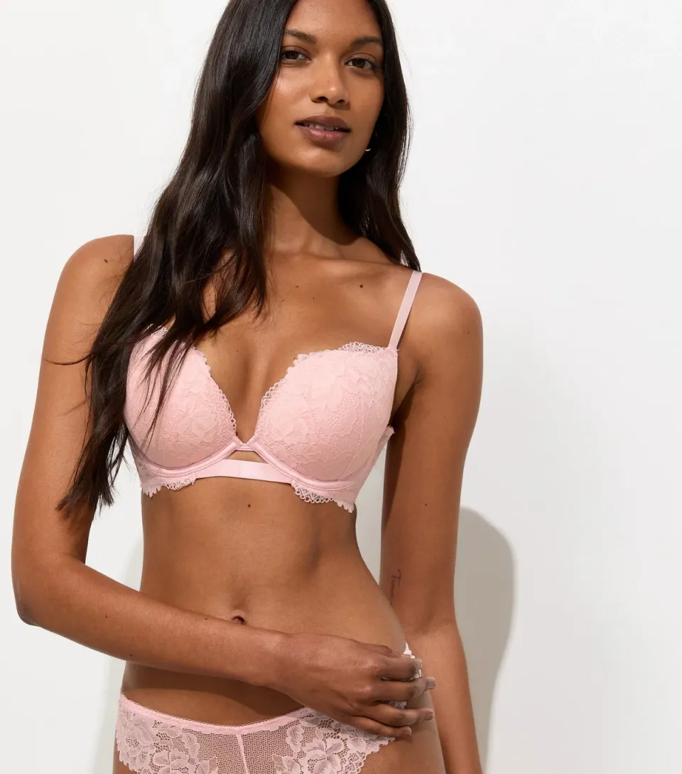 Women's Pink Lace Push Up Bra