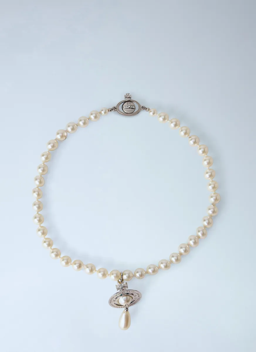 One Row Pearl Drop Choker