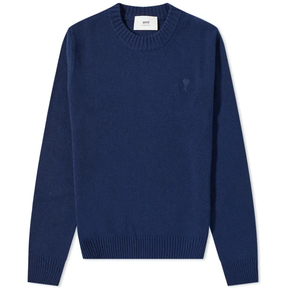 AMI Tonal Small Heart Crew Knit