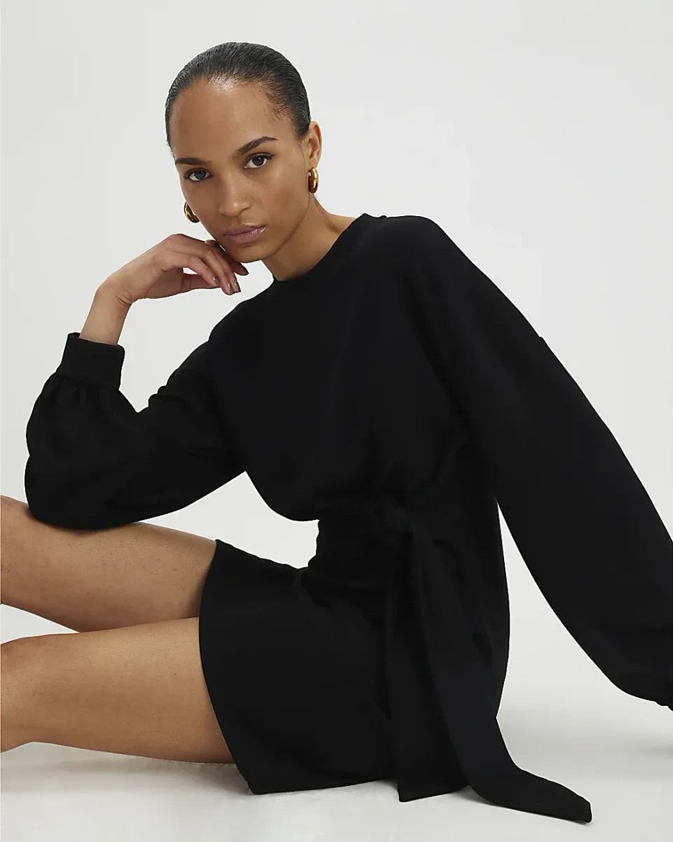 Long Sleeve Knot Side Mini Dress