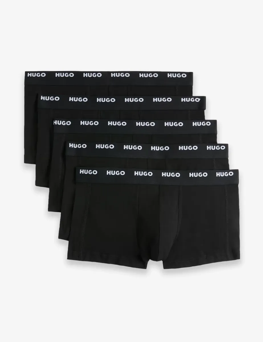 5 Pack Cotton Rich Logo Waistband Trunks Black