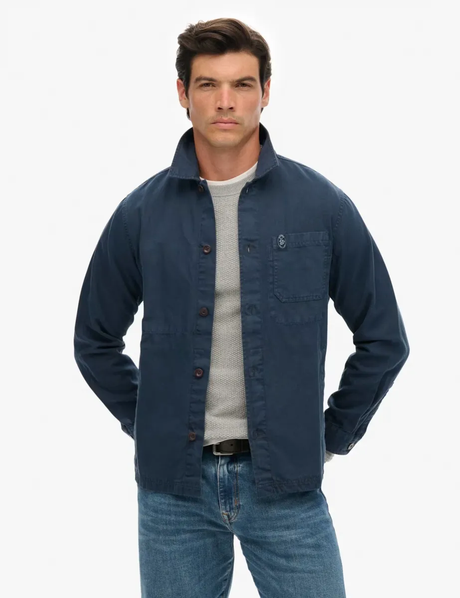 Linen Blend Overshirt Navy