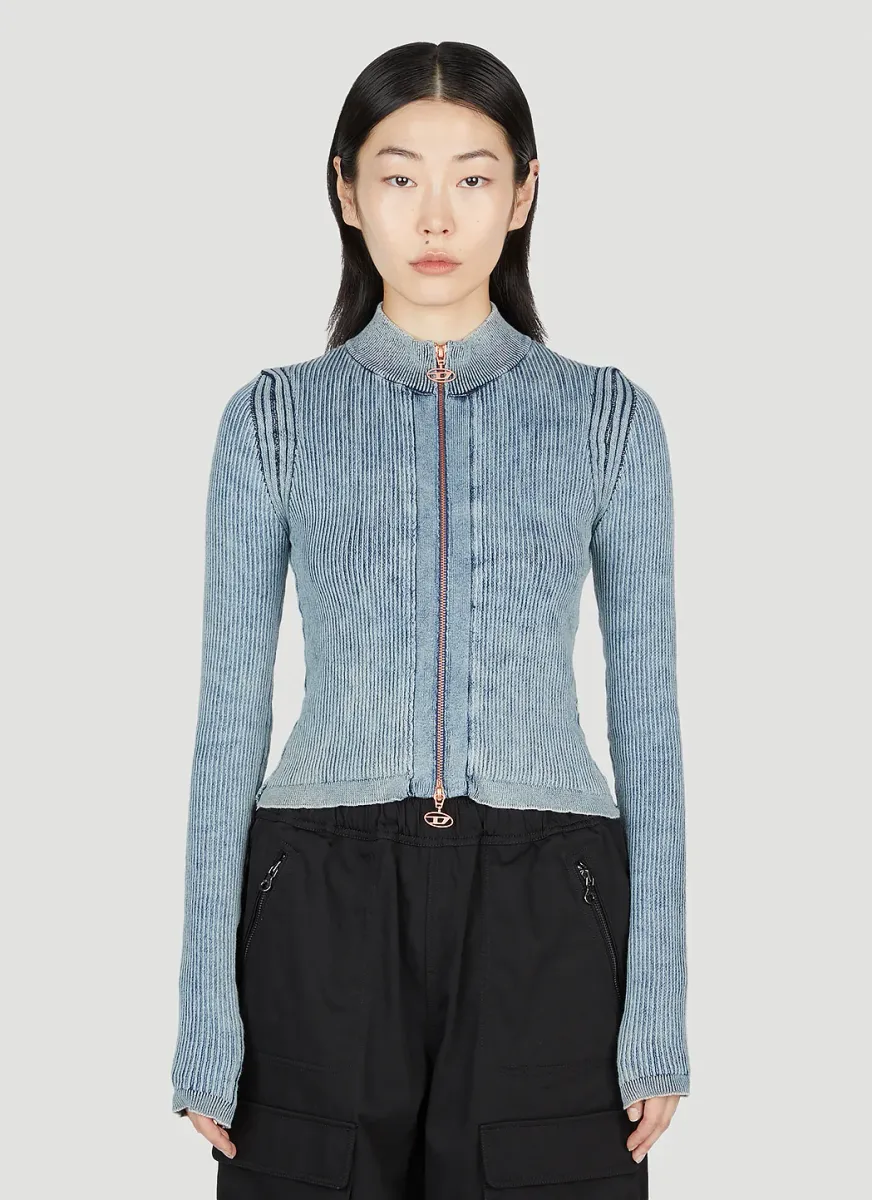 M-Anafi Ribbed Zip Top
