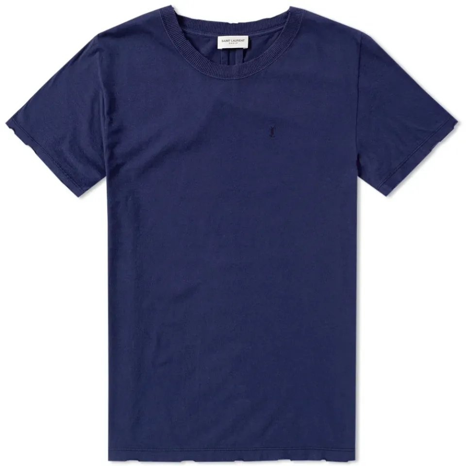 Distressed Embroidered Logo Tee