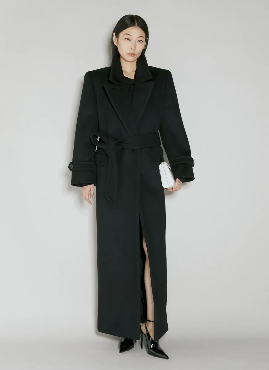 Wool Double-Breasted Long Coat
