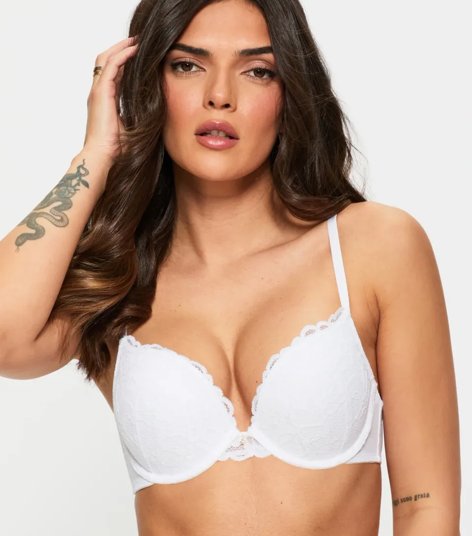 Women's White Lace Padded Boost Bra