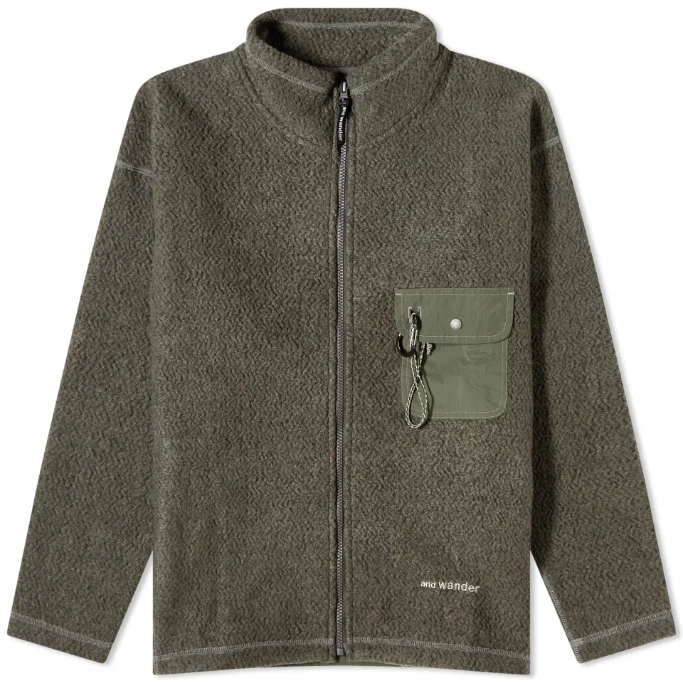 Re Wool Jacquard Zip Fleece Jacket