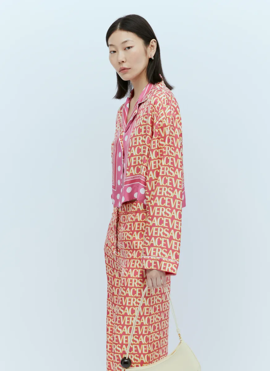 Logo Print Cropped Shirt