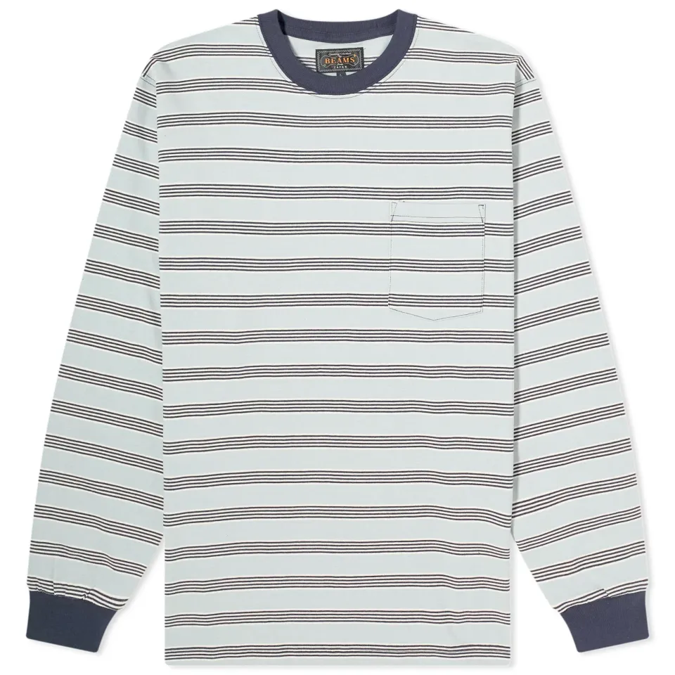 Long Sleeve Multi Stripe Pocket T-Shirt