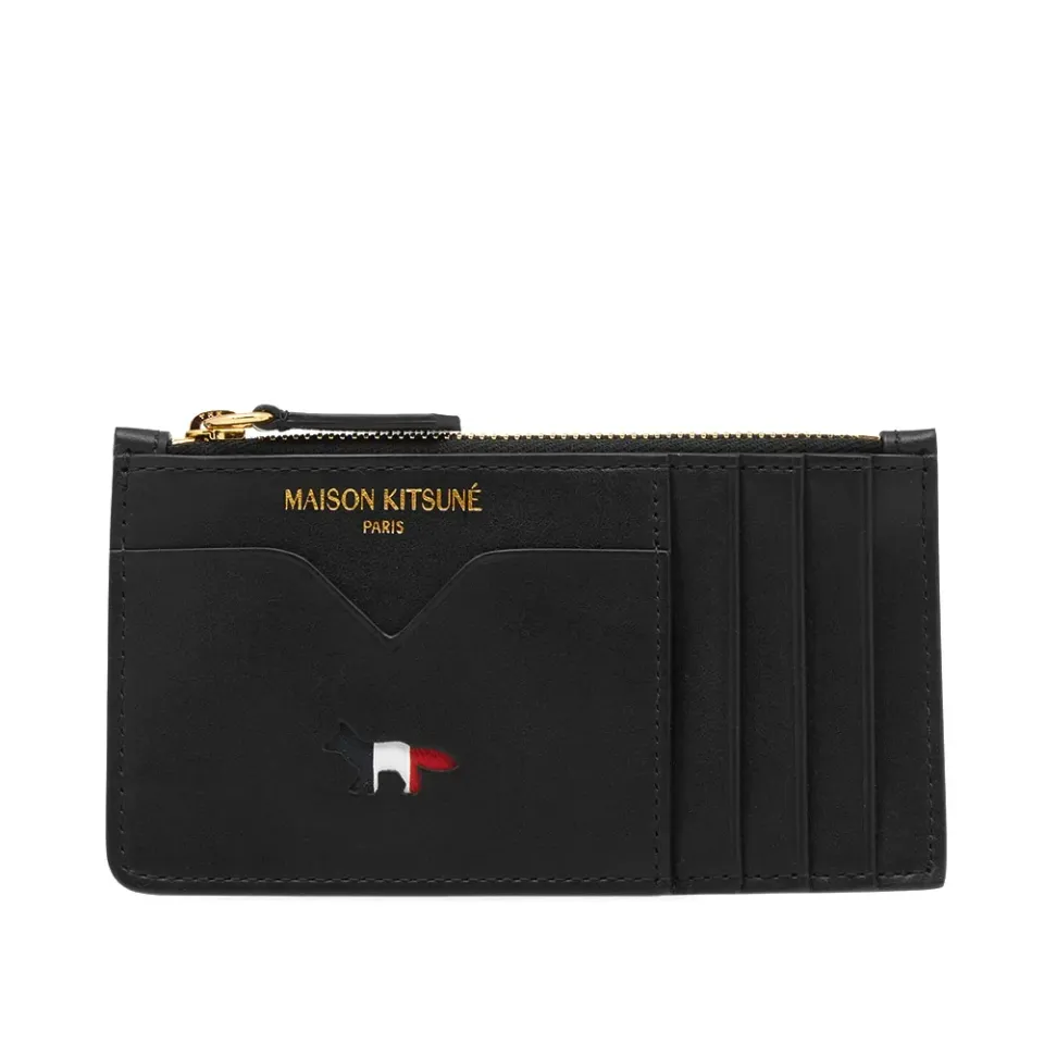 Maison Kitsuné Tricolour Zipped Leather Coin Purse