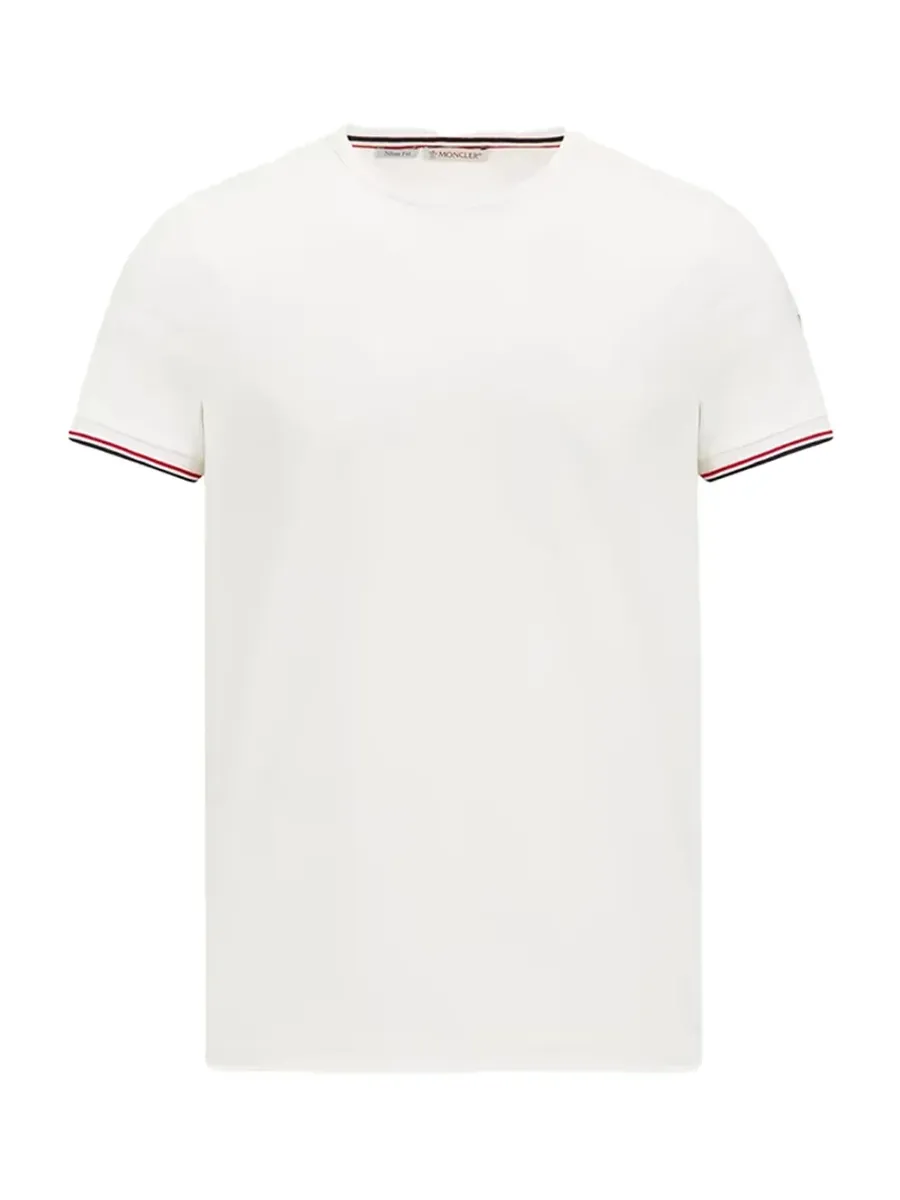 Men Tricolour-Trimmed T-Shirt Off White