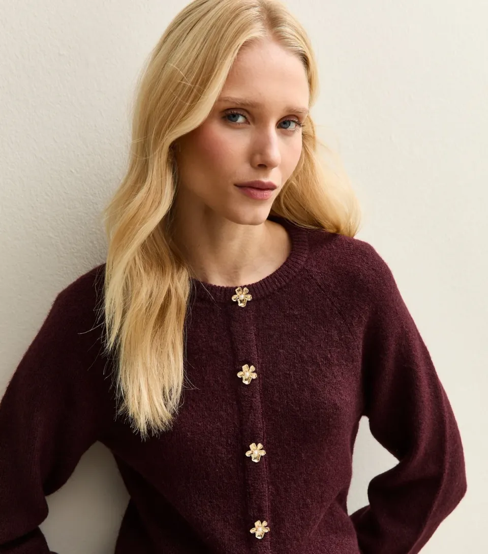 Women's Dark Burgundy Flower Appliqué Jumper