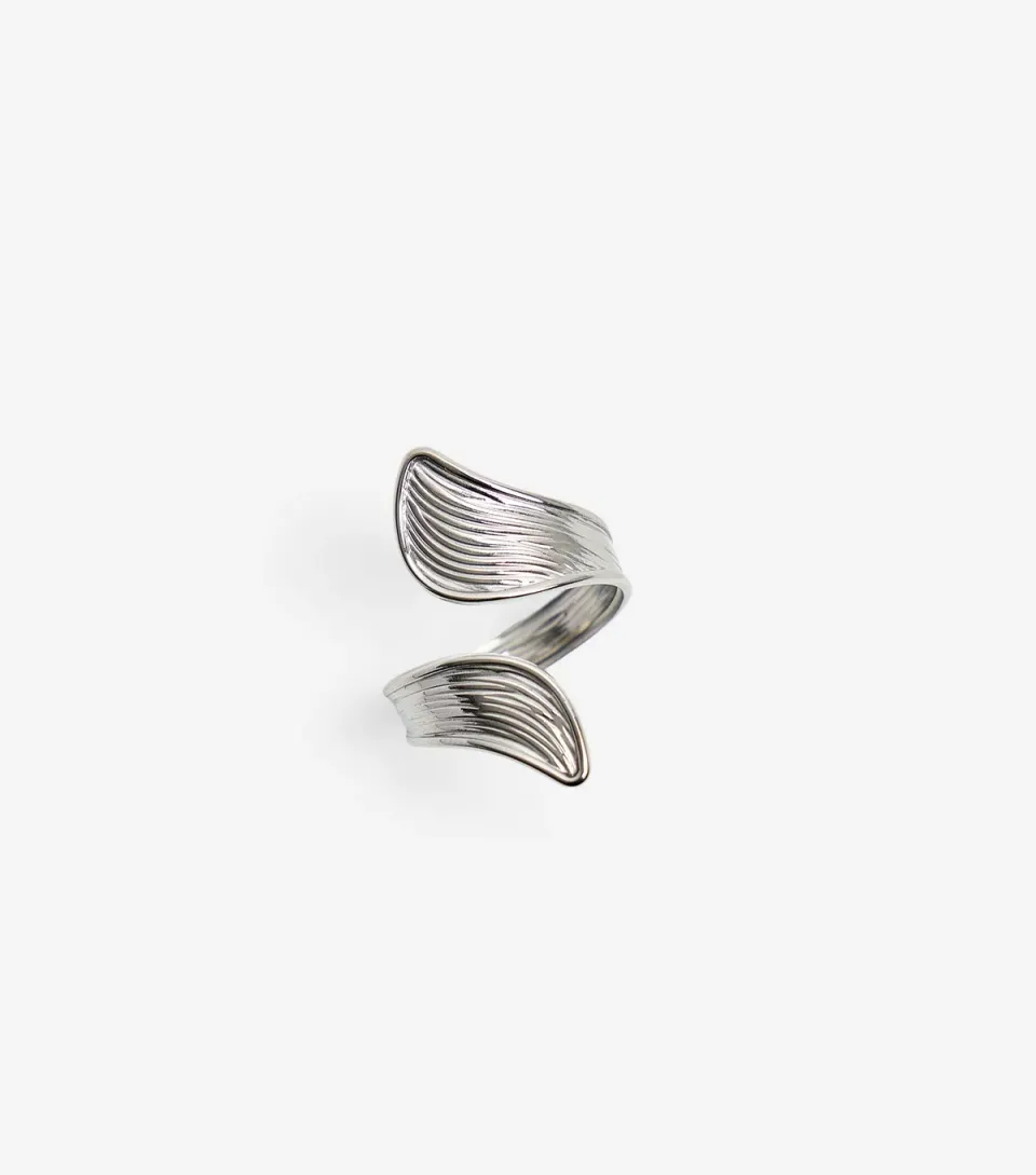 Silver Tone Abstract Open Front Ring
