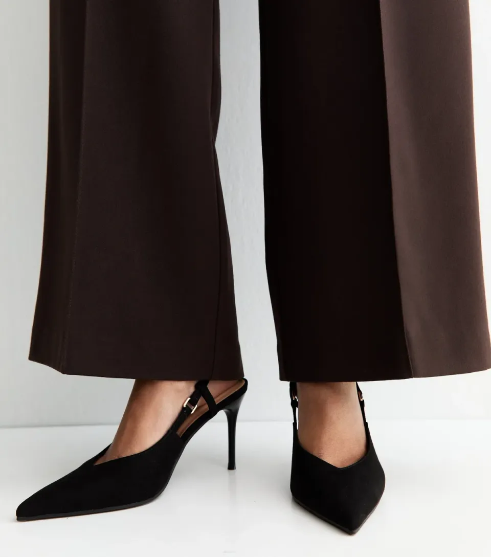 Women's Black Slingback Court Shoes Vegan