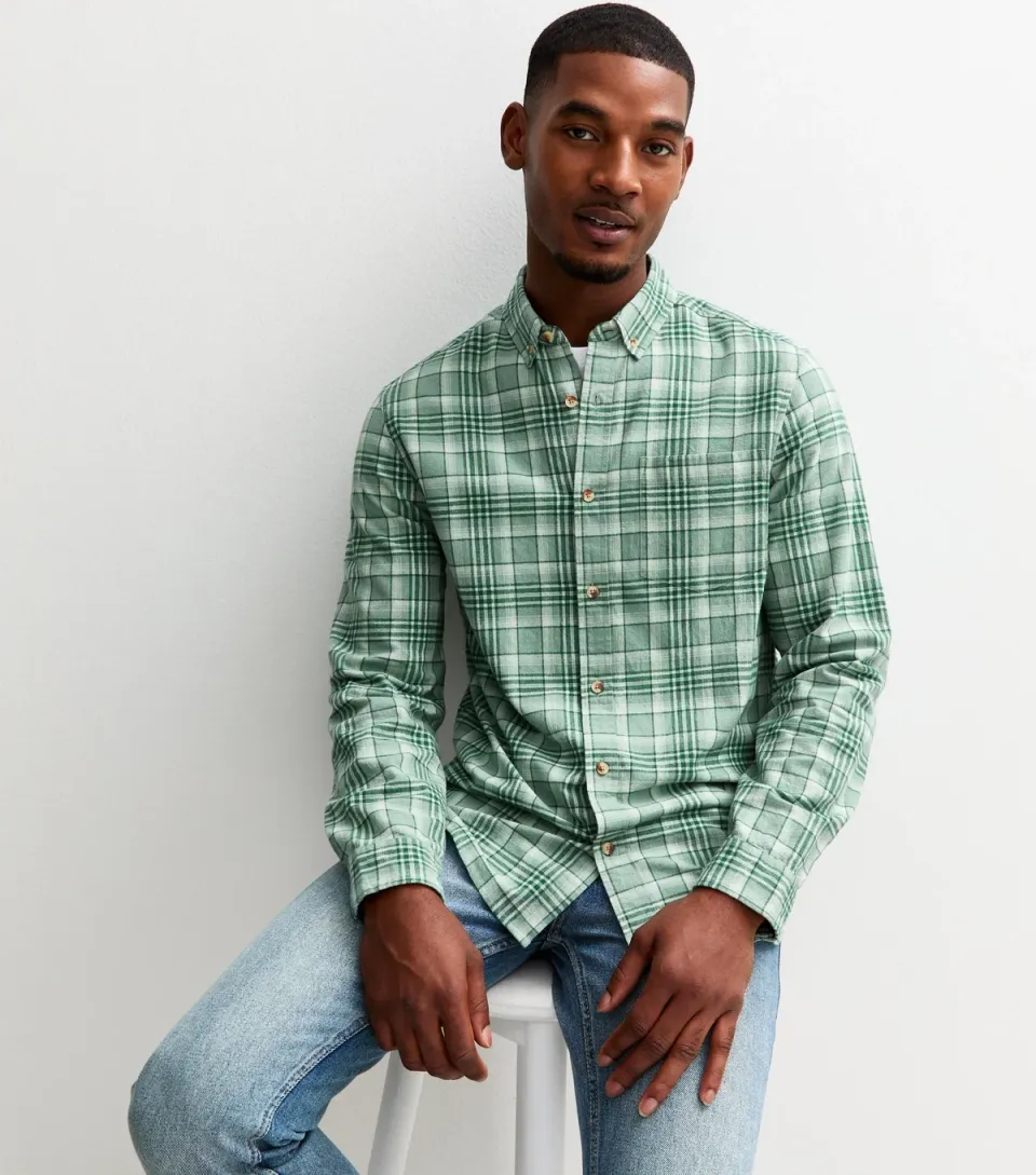 Women's Green Regular Fit Long Sleeve Checked Oxford Shirt