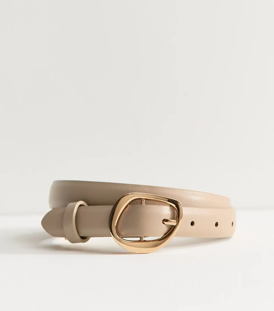 Mink Faux Leather Hammered Buckle Belt Vegan