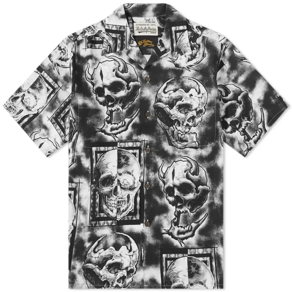 56 Tattoo Studio Skull Hawaiian Shirt