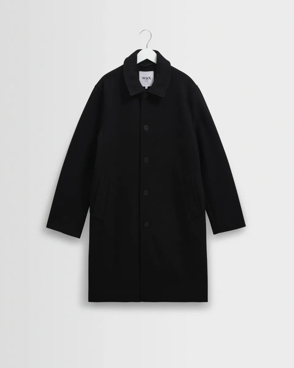 Stan - Black Wool-Twill Car Coat