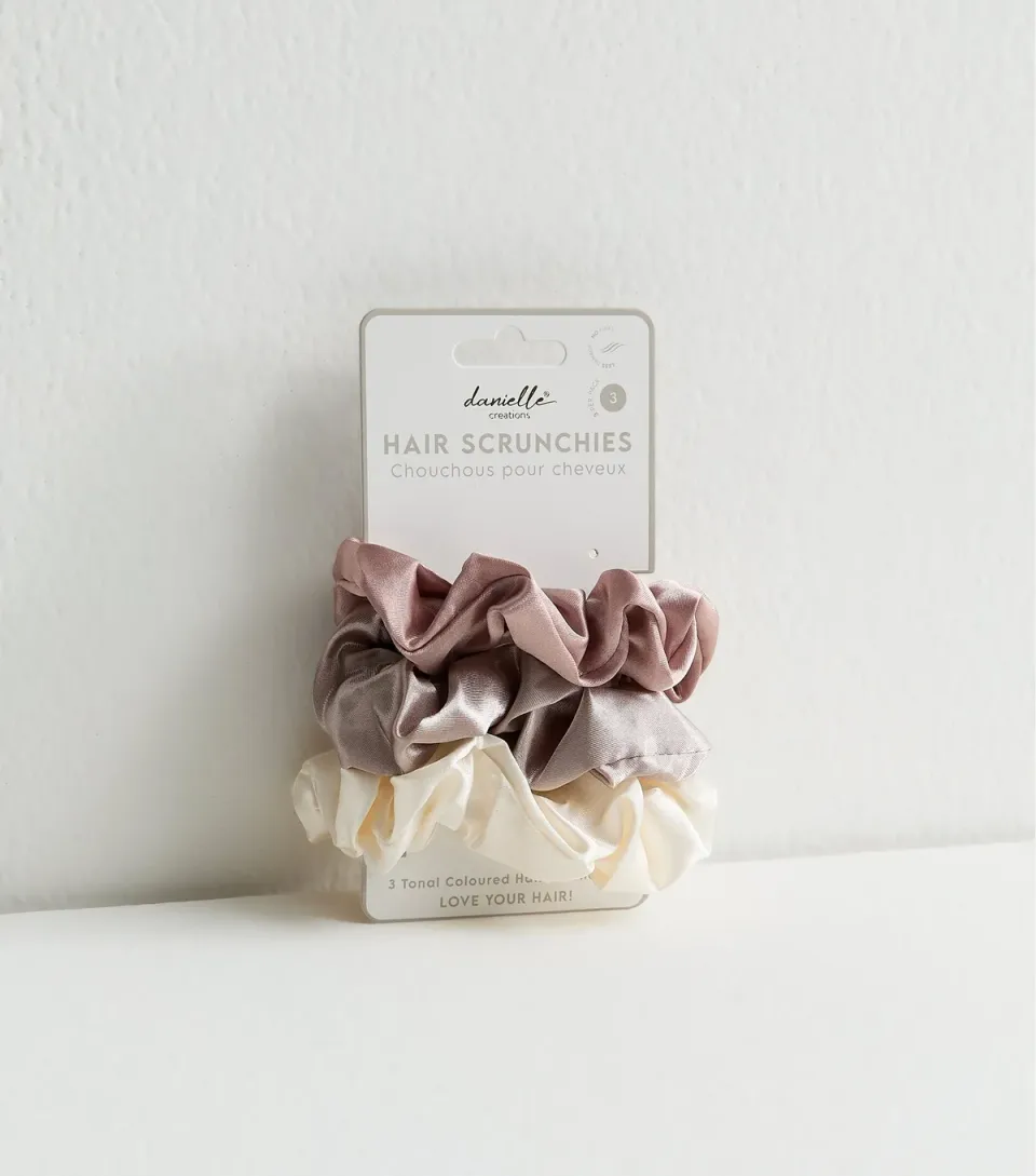 Creations Pack of 3 Cream Satin Scrunchies