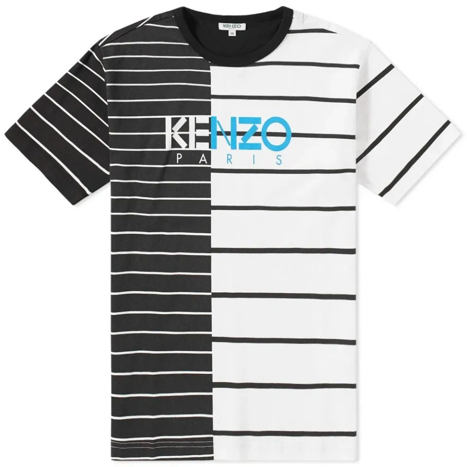 Asymmetric Stripe Logo Tee