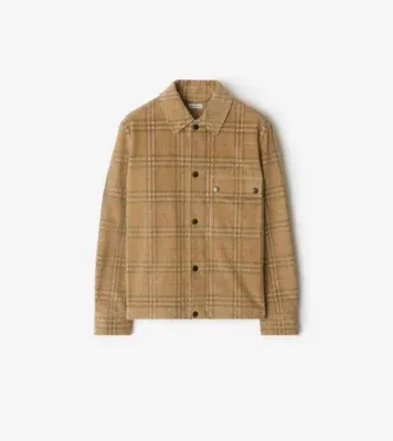 Check Corduroy Overshirt in Sand - Men, Cotton