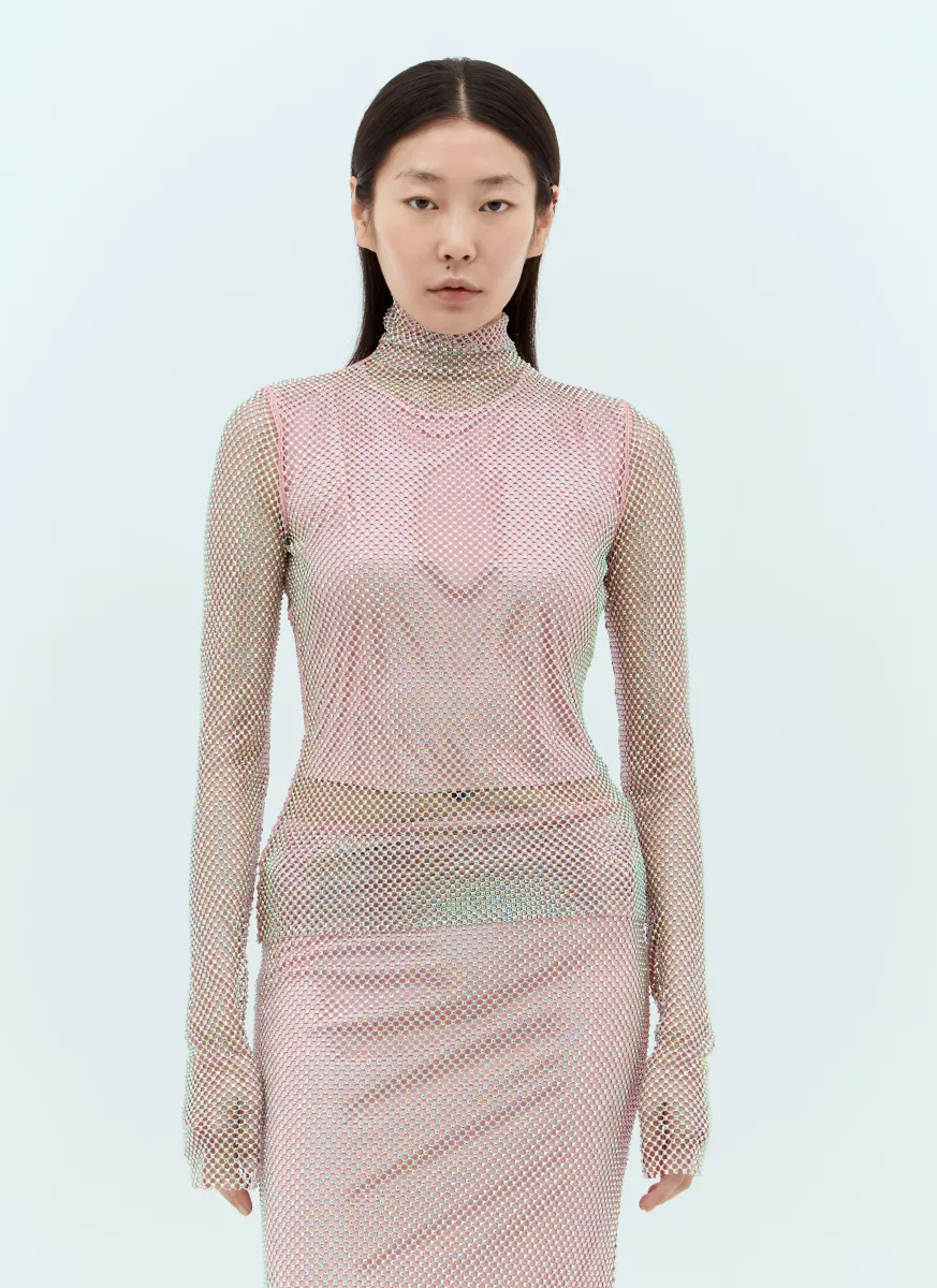 Rhinestone High-Neck Top