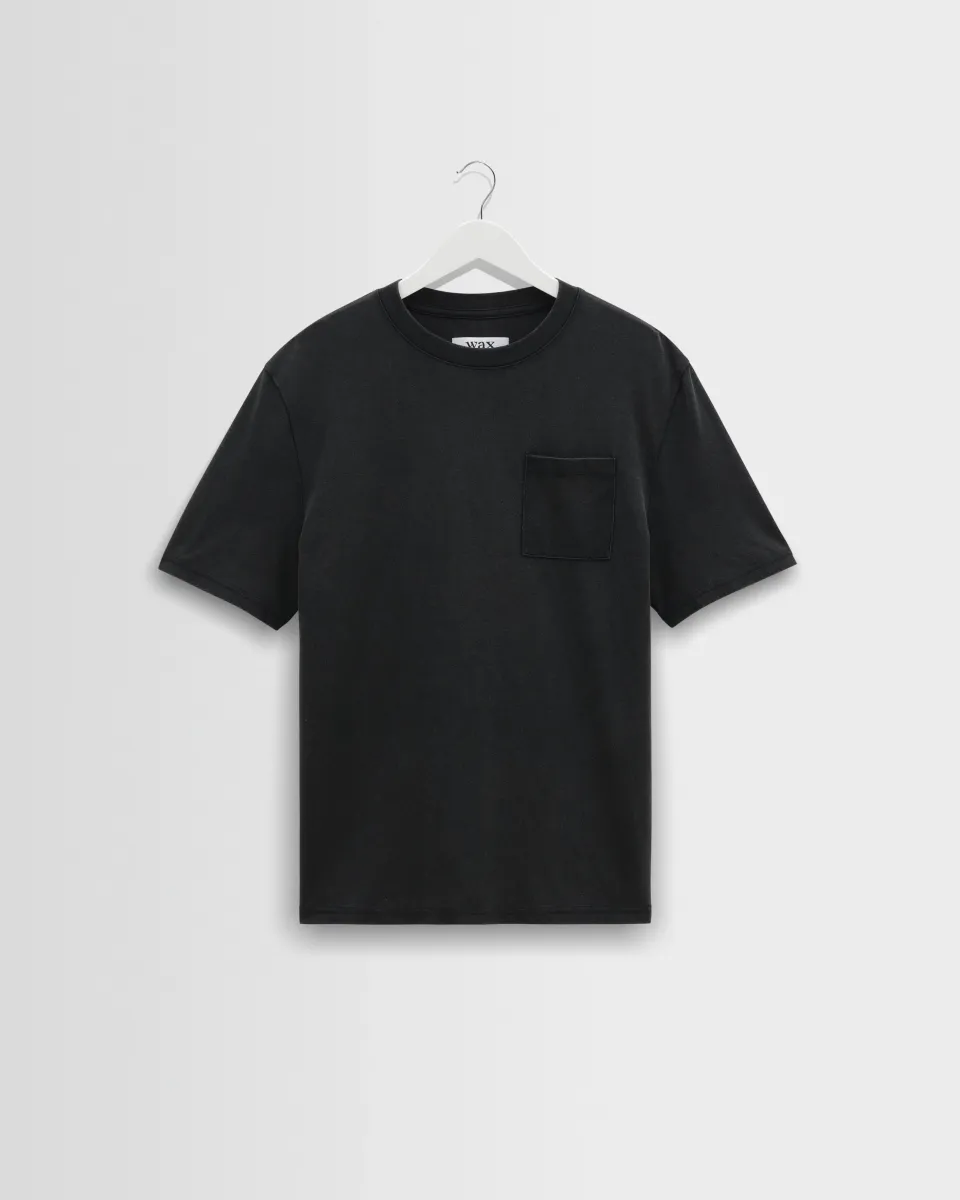 Dean - Washed Black Compact Cotton Pocket t-Shirt