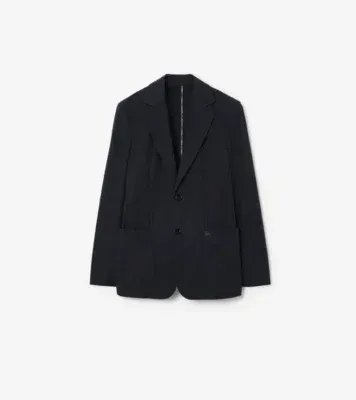 Technical Cotton Tailored Jacket in Navy