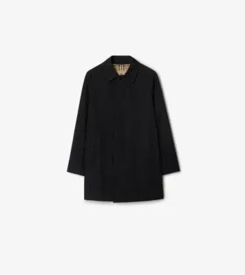 Short Camden Heritage Car Coat in Black - Men, Cotton Gabardine