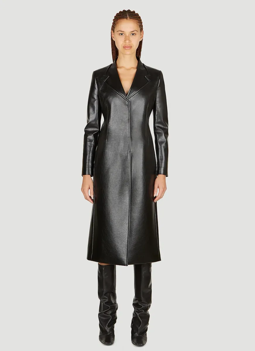 Trompe-Loeil Tailored Faxu Leather Coat