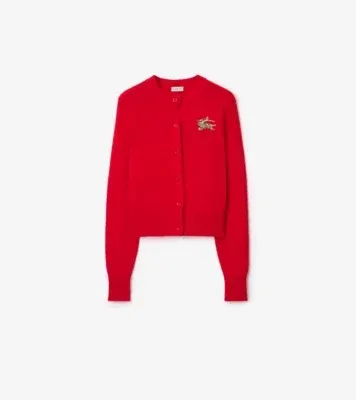 Wool Cashmere Cardigan in Crayon red