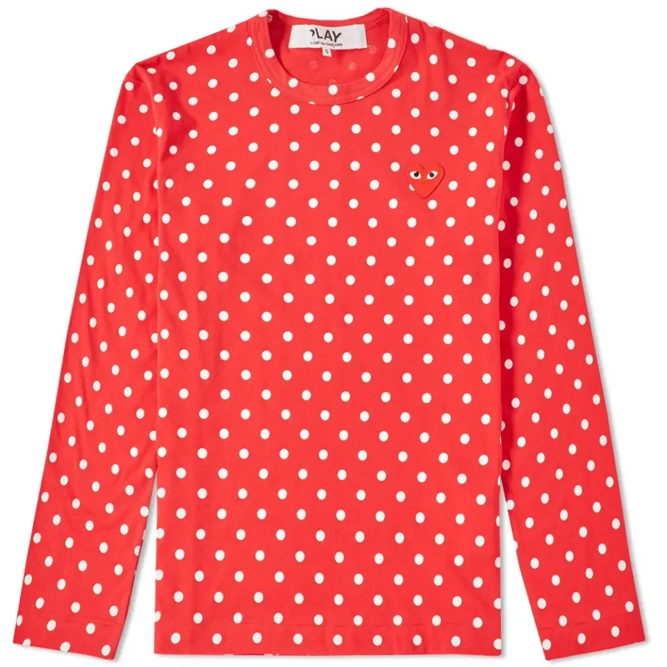 Comme des Garcons Play Long Sleeve Polka Dot Tee