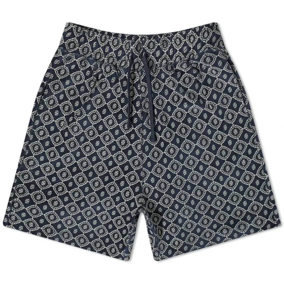 Monogrammed Velour Shorts