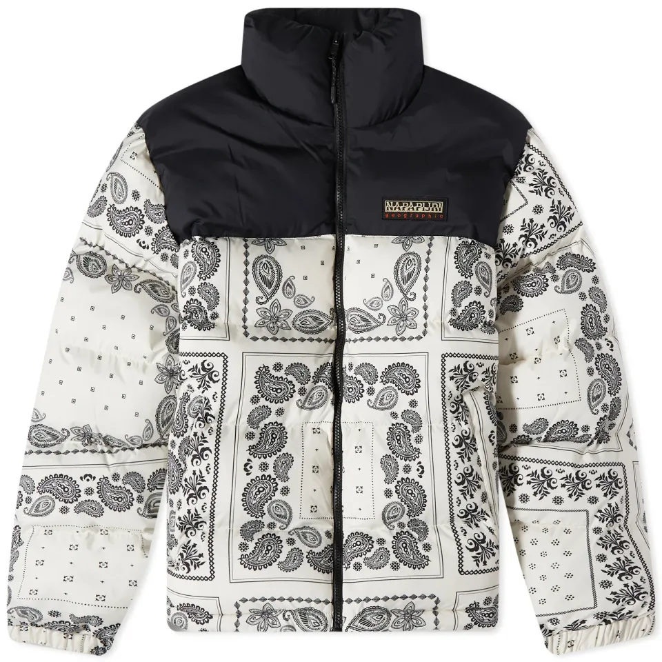 Holiday Paisley Print Puffer Jacket