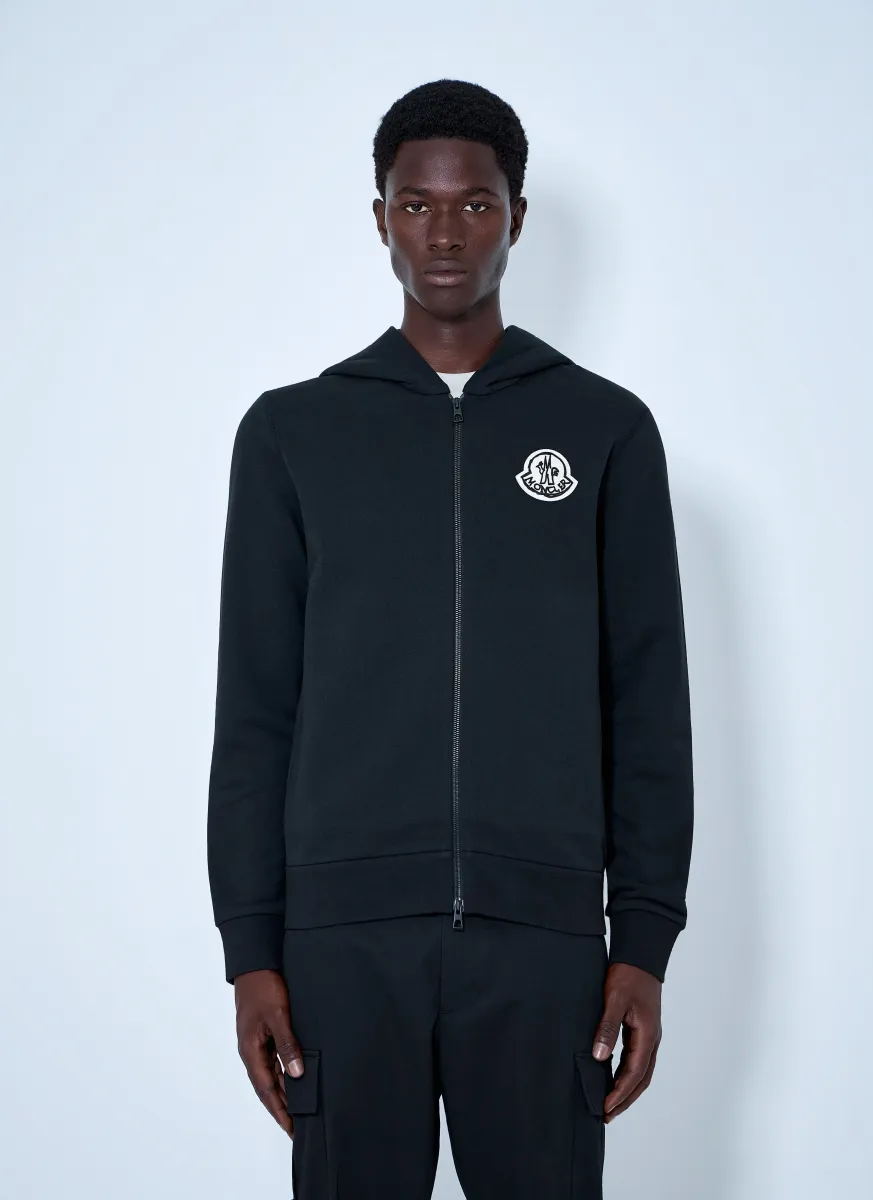 Zip Hoodie with Logo Patch