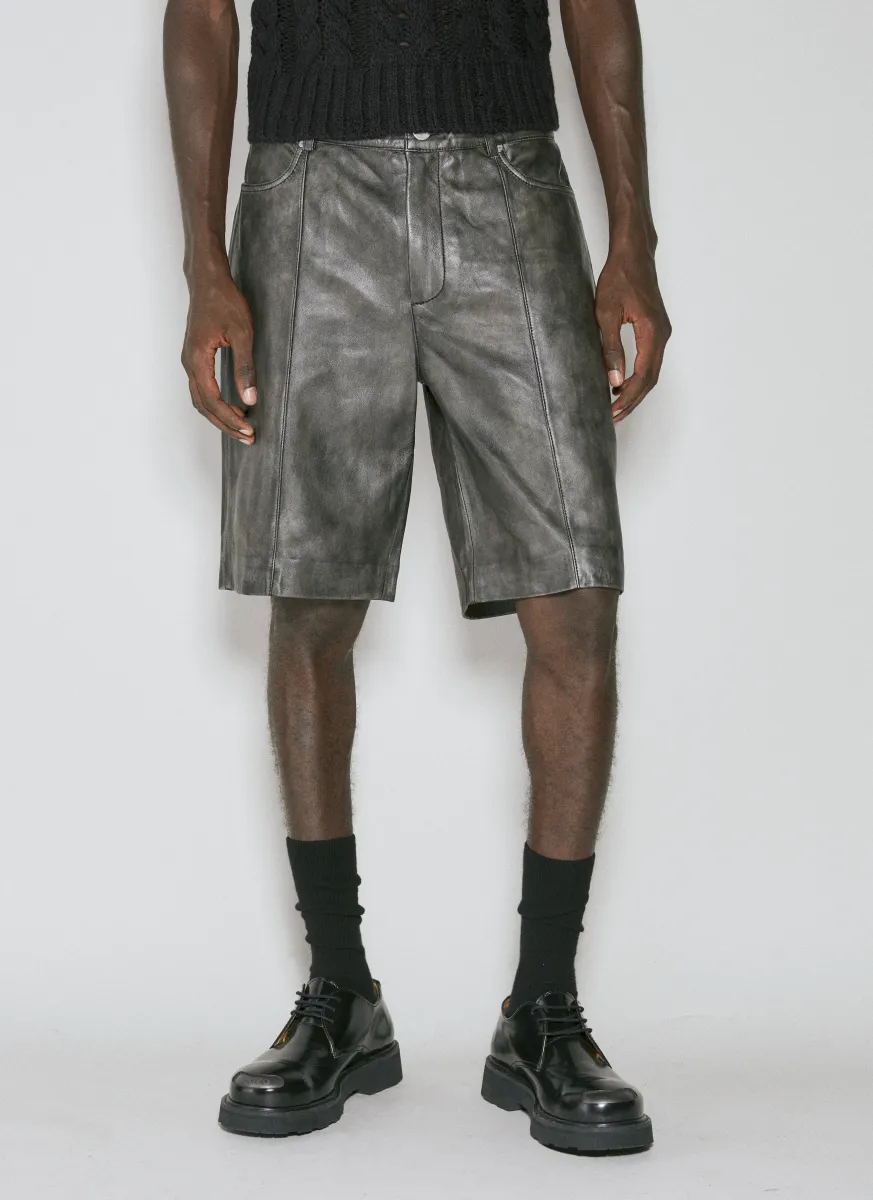 Washed Leather Shorts