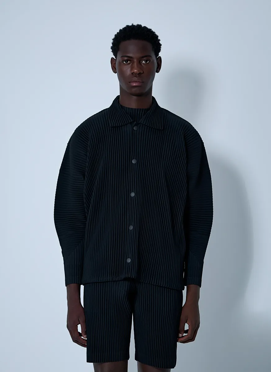 Pleated Zip-Up Jacket