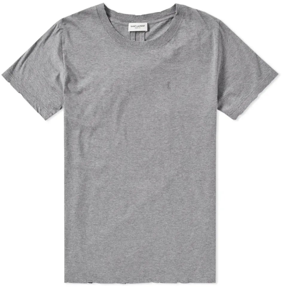 Distressed Embroidered Logo Tee