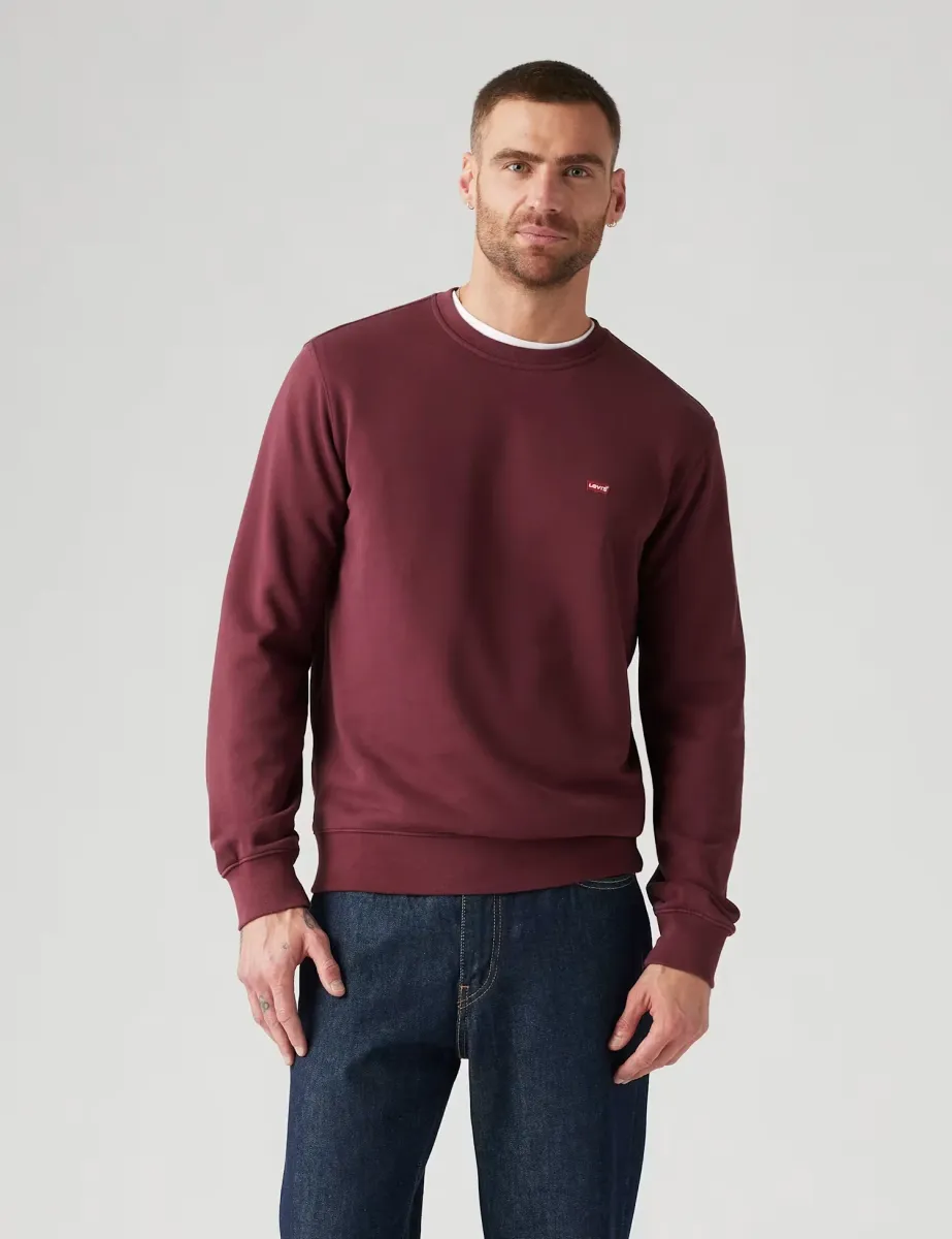 Levi's Regular Fit Pure Cotton Crew Neck Sweatshirt Burgundy