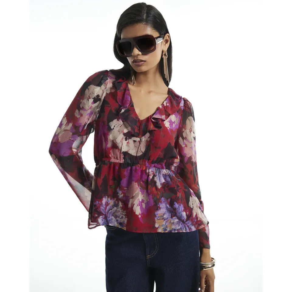 Floral Printed Ruffle Blouse