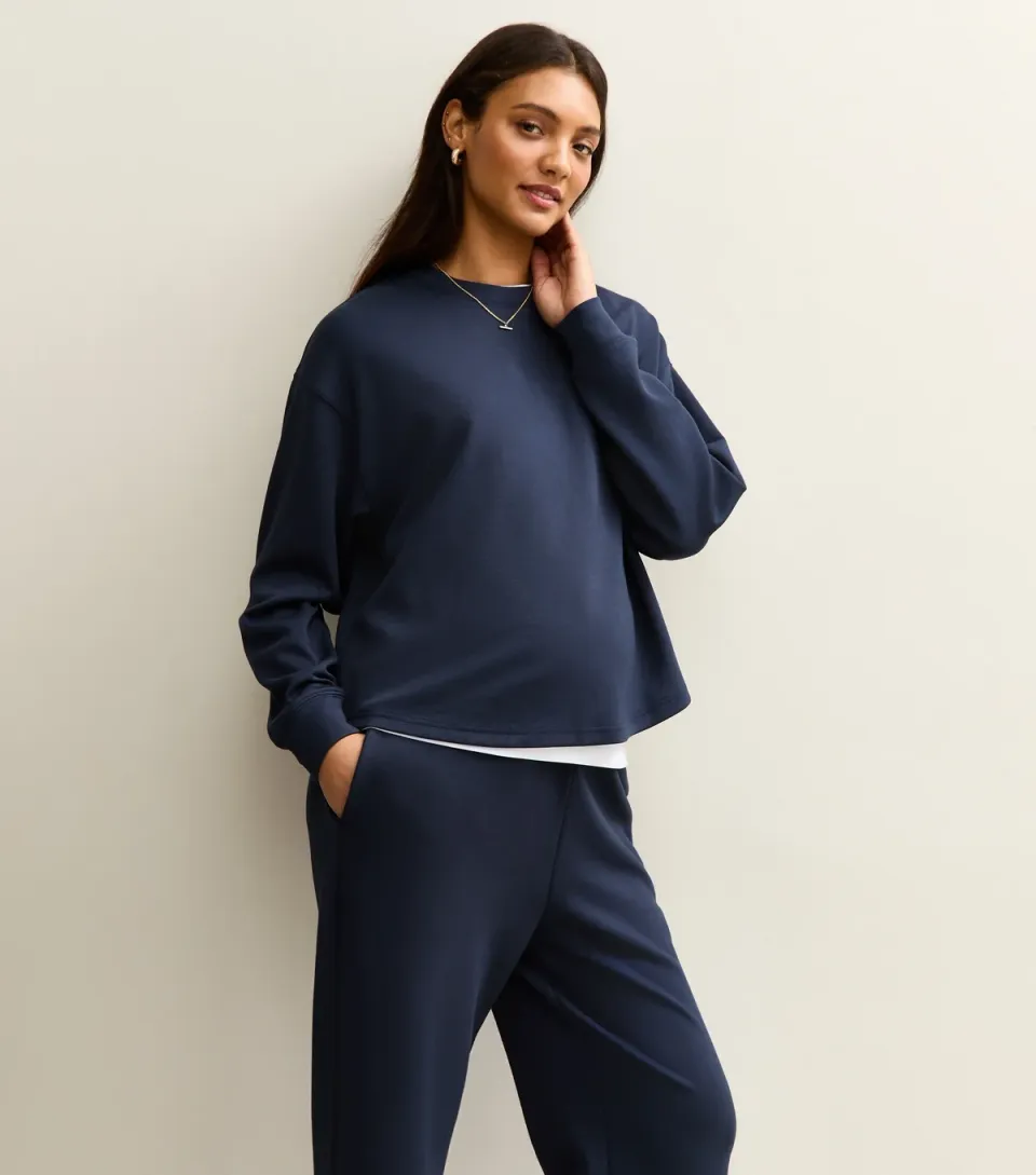 Women's Maternity Premium Navy Jersey Sweatshirt