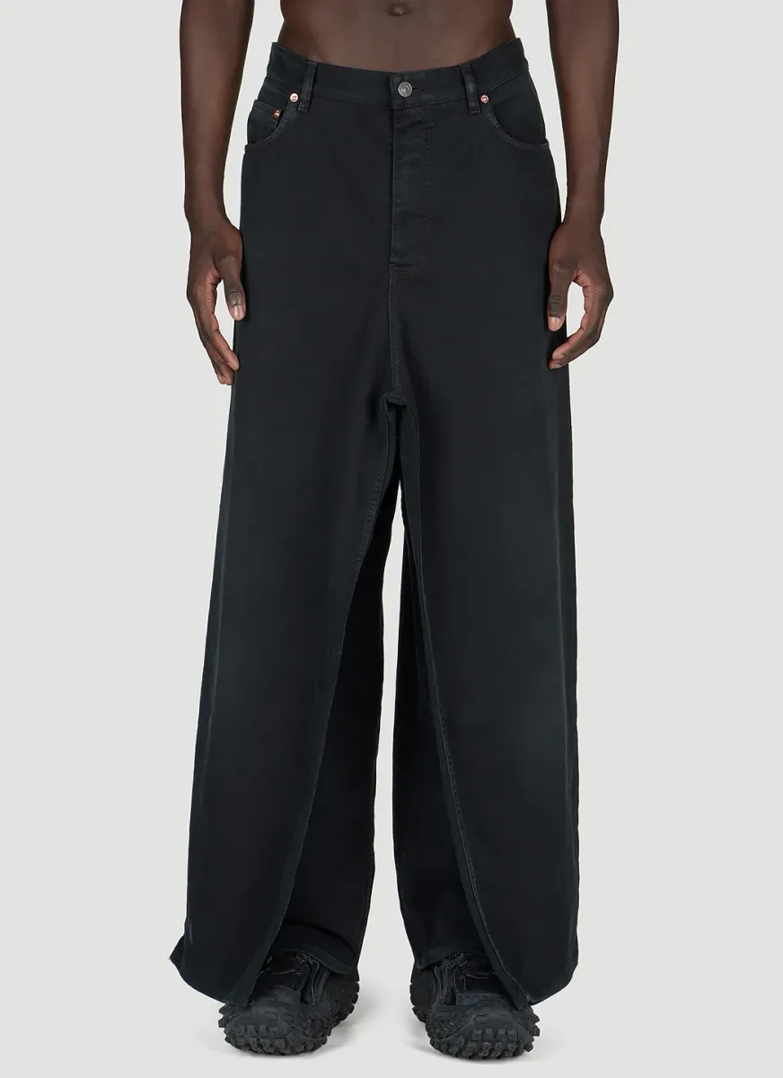 Double-Front Draped Denim Jeans