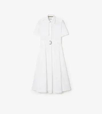 Cotton Poplin Shirt Dress in Optic white