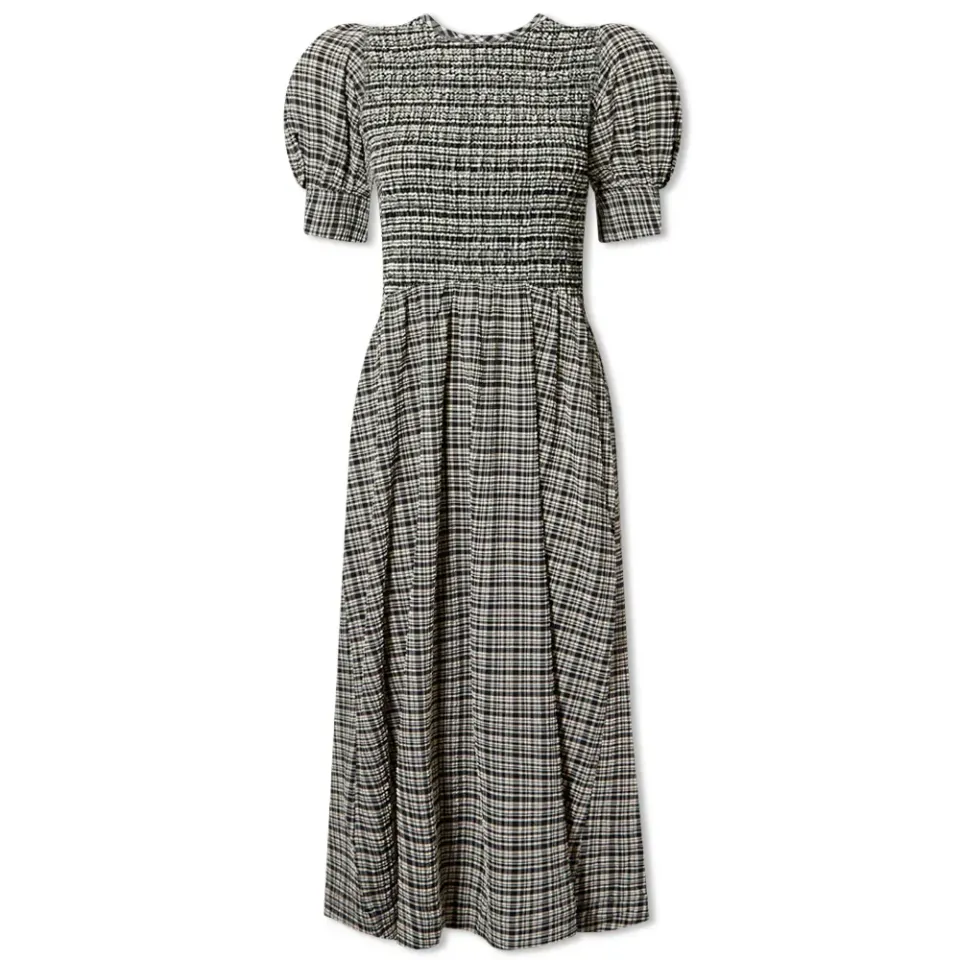 Seersucker Check Top Midi Dress