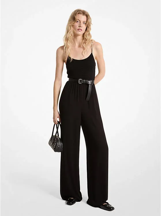 Smocked Georgette Chain Jumpsuit