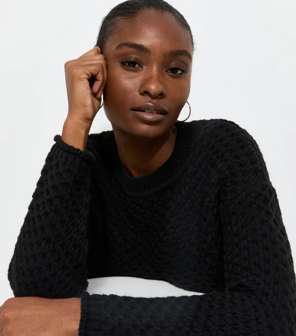 Women's Dark Burgundy Chunky Knit Crew Neck Jumper