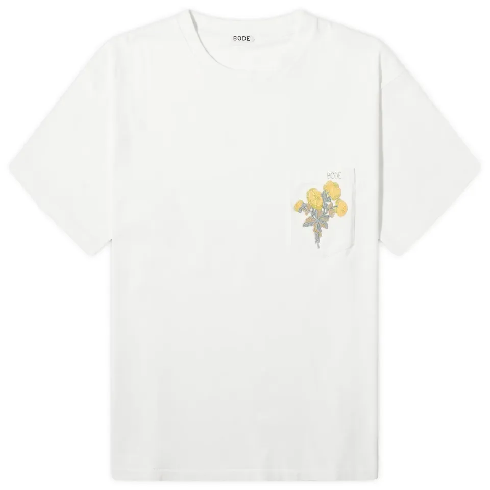 Embroidered Bouquet Pocket T-Shirt