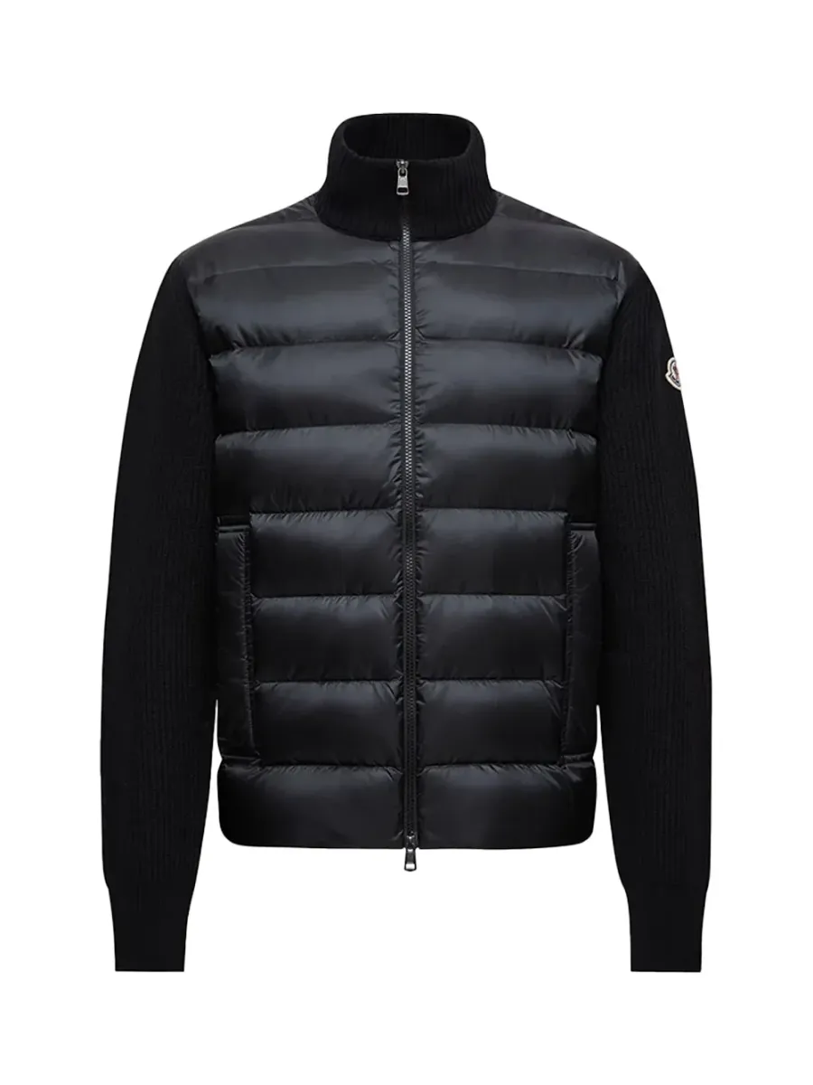 Men Padded Zip-Up Cardigan Black