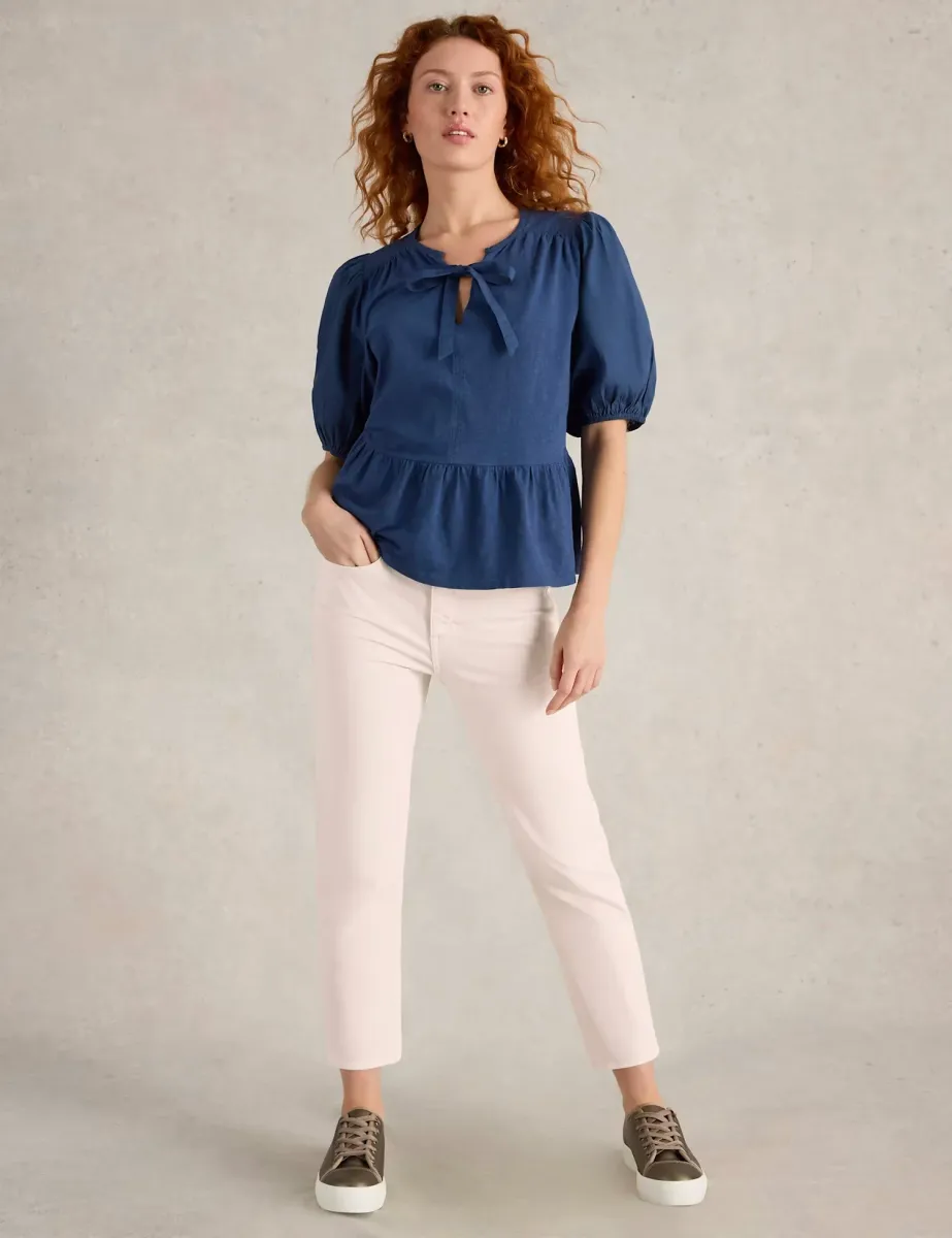 Mid Rise Straight Leg Cropped Jeans Natural