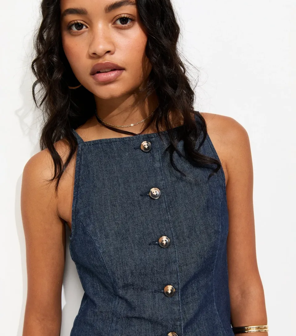 Women's Indigo Wash Square Neck Waistcoat